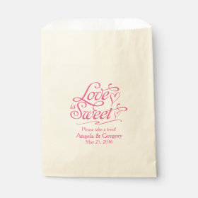 Love is Sweet Pink Candy Dessert Buffet Wedding Favor Bag
