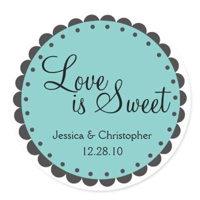 Love is Sweet - Scalloped Edge - Personlize Sticker