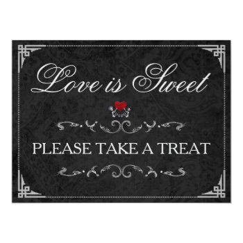 Love Is Sweet Take A Treat Halloween Skeleton Sign 6.5x8.75 Paper Invitation Card by juliea2010 at Zazzle