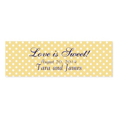 Love is Sweet Yellow Dots Wedding Favor Tag Cards Business Card Template