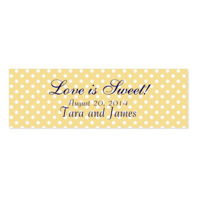 Love is Sweet Yellow Dots Wedding Favor Tag Cards Business Card Template