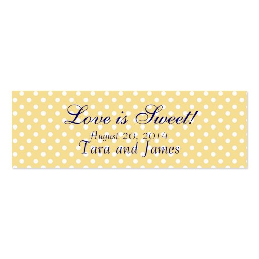Love is Sweet Yellow Dots Wedding Favor Tag Cards Business Card Template (front side)