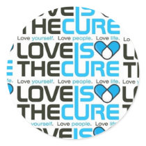 Love Is The Cure Blue Sticker by litconline Love Is The Cure Blue Sticker