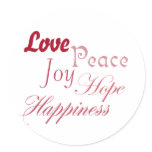 Love Joy Peace Hope Happiness stickers