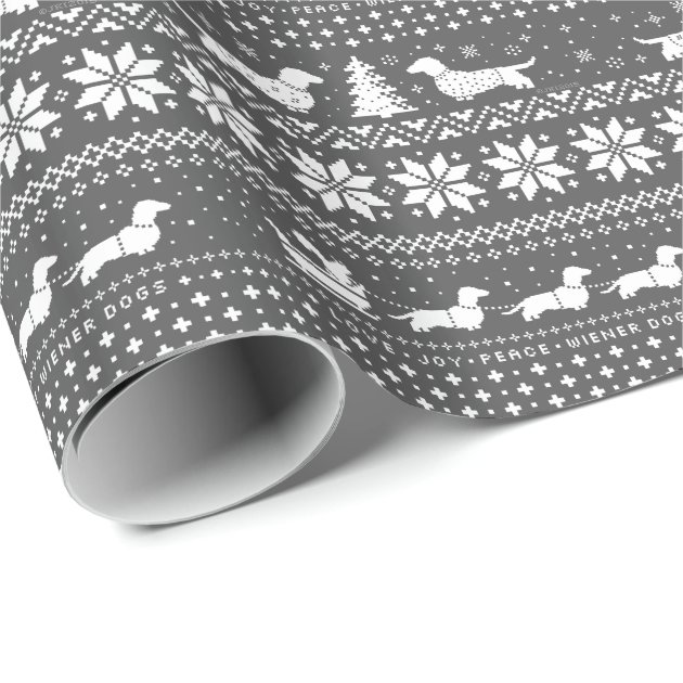 Love Joy Peace Wiener Dogs Christmas Pattern Wrapping Paper 4/4