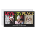 Love Joy Peace woodblock black Christmas greeting photocard