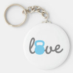 Love Kettlebell Blue Key Chains