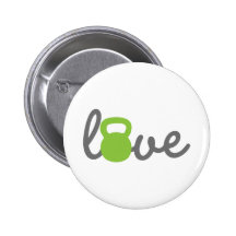 Love Kettlebell Green Pinback Button