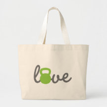 Love Kettlebell Green Tote Bags