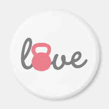 Love Kettlebell Pink Refrigerator Magnets
