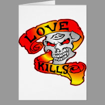 Love Kills Skull Tattoo cards
