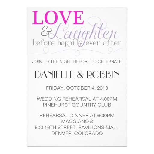Love & Laughter Rehearsal Invitation