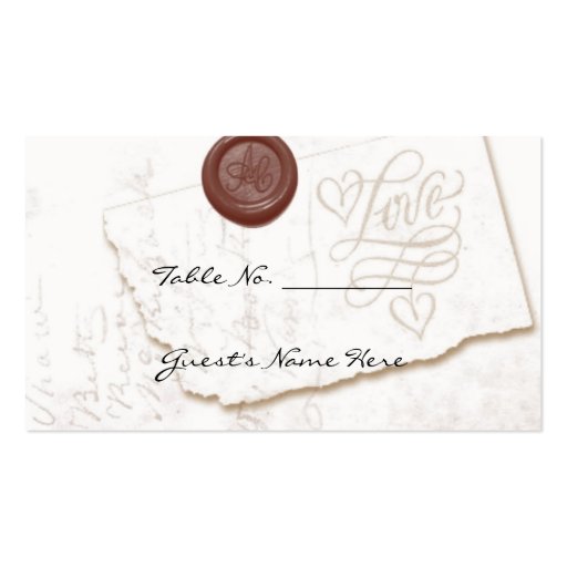 Love Letter Wedding Table Seating Cards Business Card (front side)