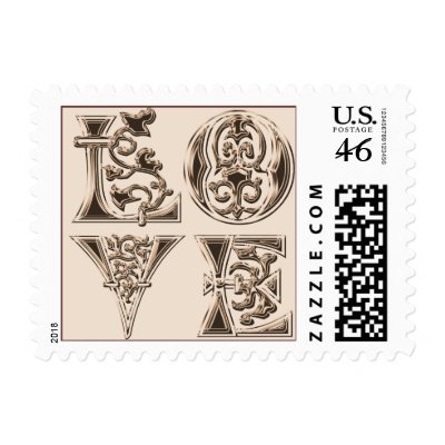 Love Letters Wedding Postage Stamps