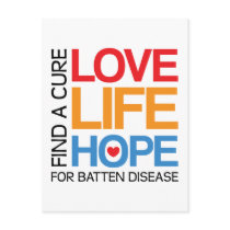 Love Life Hope - find a cure for Batten disease Post Cards