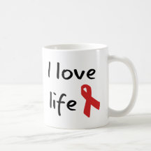 Love Life! Red ribbon awareness! Coffee Mugs