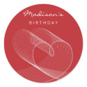 LOVE Lines White Red Party Favor Label / Sticker