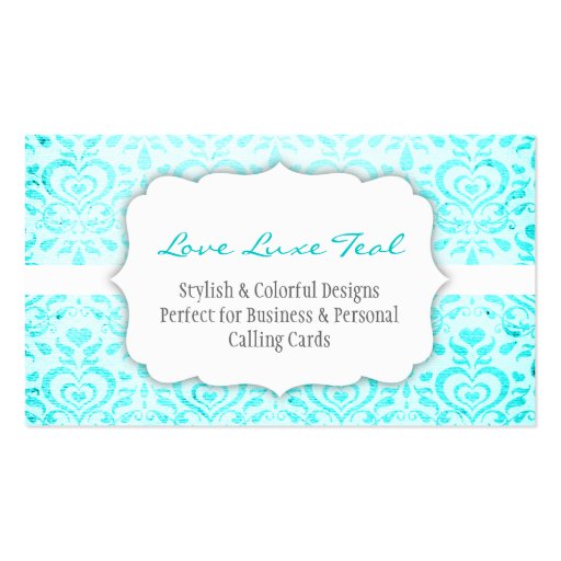 Love Luxe Teal Bizcard Business Card Template (front side)