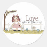 Love Makes All Things Grow Tshirts and Gifts Round Stickers