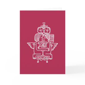 Love Makes You Fly Card - An elegant love symbol. The inside quote is by the persian poet Rumi: 'Every moment is made glorious by the light of Love.' The cherry red and simple line art gives subtlety and elegance to this wonderful love card.