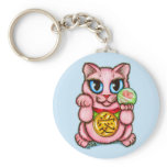 LOVE Maneki Neko Good Luck Cat Cute Art Keychain