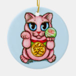 LOVE Maneki Neko Good Luck Cat Cute Art Ornament ornaments