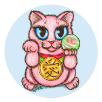 LOVE Maneki Neko Good Luck Cat Cute Art Sticker
