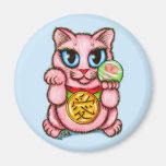 LOVE Maneki Neko Good Luck Cat Fantasy Art Magnet magnets