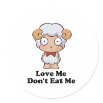 Love Me Don't Eat Me Sheep Design Stickers