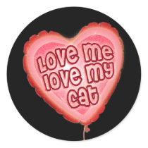 Love me, love my cat round stickers