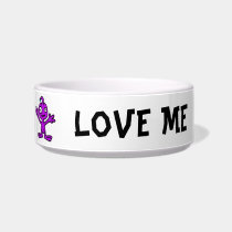 Love Me Purple Alien Cat Bowls