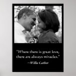 LOVE & MIRACLES POSTER, BARACK & MICHELLE OBAMA