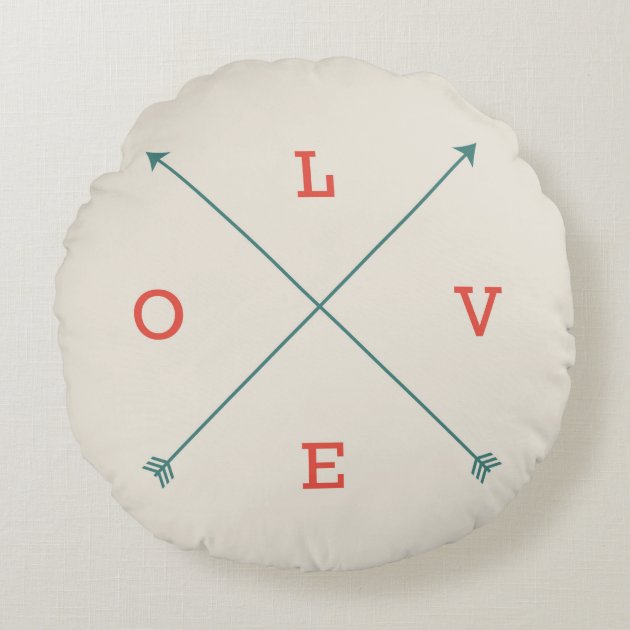 Love Modern Arrow Typography Art Minimalist Round Pillow