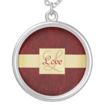 Love Monogram Metallic Red Valentines Necklace