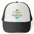 zaz_trucker_hat - Munchkin cat lovers will enjoy this colorful design with hearts and the words I Love Munchkin Cats.