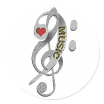 Love Music Clef Sculpture stickers