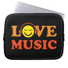 Love music happy smiley laptop sleeve
