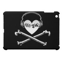 Love Music Headphones Skull and Crossbones iPad Mini Cover