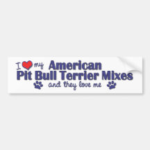 Love My Amer. Pit Bull Terrier Mixes (Multi Dogs) Bumper Stickers