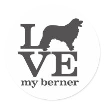 Love my Bernese Mountain Dog Round Stickers