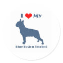 Love My Blue Boston Terrier stickers by katramsey Love My Blue Boston Terrier stickers