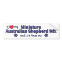 Love My Mini Australian Shepherd Mix (Female Dog) bumper stickers by muttybuddy Love My Mini Australian Shepherd Mix (Female Dog) bumper stickers