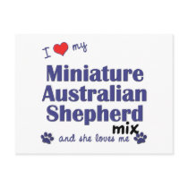 Love My Mini Australian Shepherd Mix (Female Dog) postcards by muttybuddy Love My Mini Australian Shepherd Mix (Female Dog) postcards