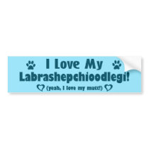 Love My Mutt Bumper Sticker bumper stickers by MenagerieMayhem Love My Mutt Bumper Sticker bumper stickers