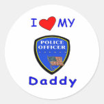 Love My Police Daddy Round Stickers