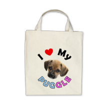 Love My Puggle Organic Grocery Tote Tote Bags