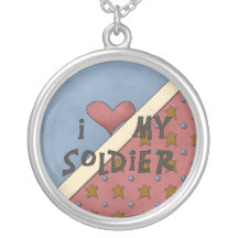 Love my Soldier Round Sterling Silver Necklace