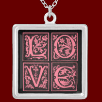 LOVE Necklace in Delicate Antique Font necklaces