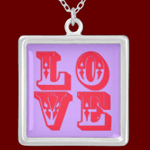 LOVE Necklace In Trendy Retro Font necklaces