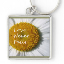 Love Never Fails Daisy 1 Corinthians 13 keychains